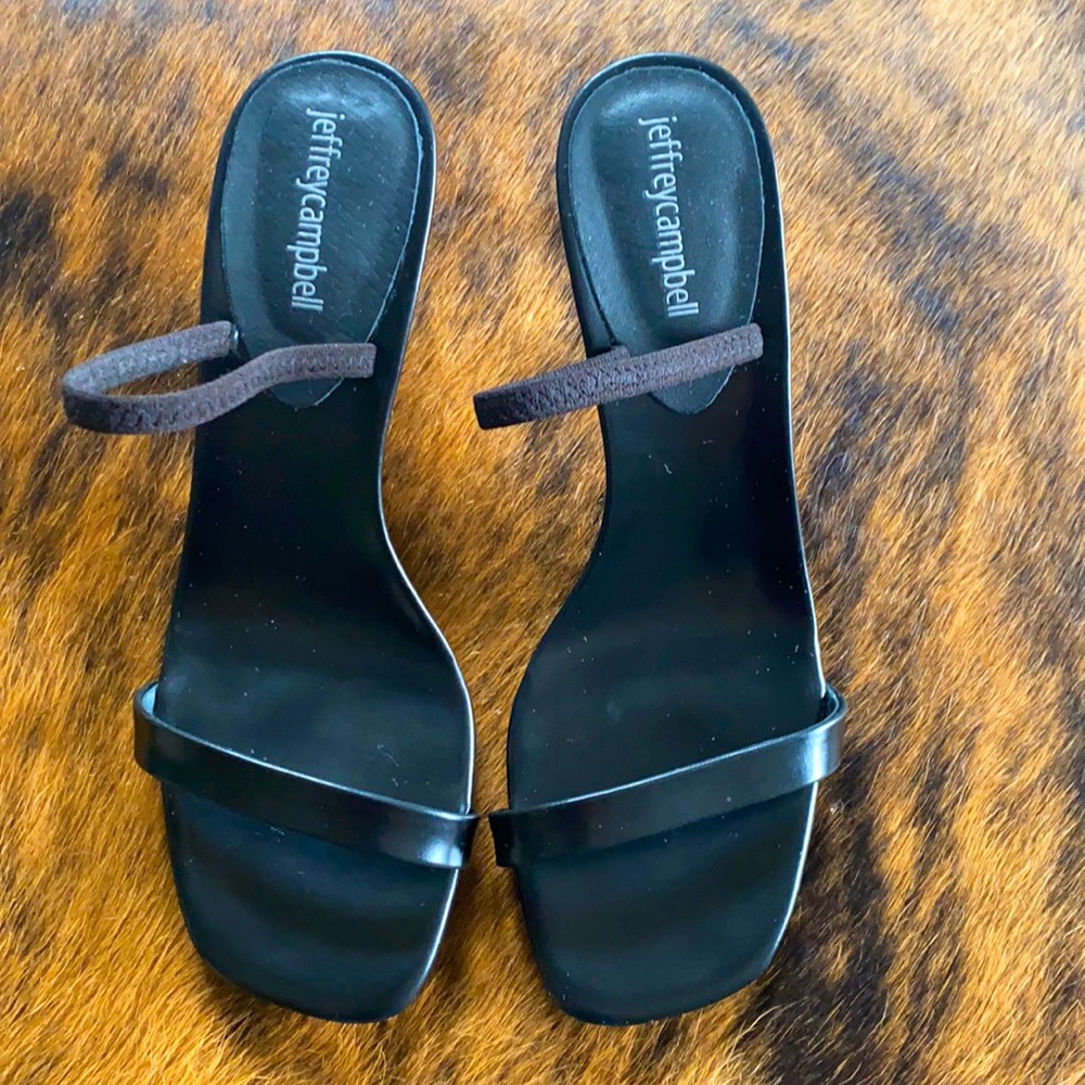 Jeffrey Campbell black sandal heels